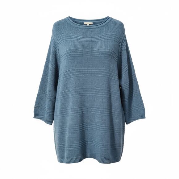 Allison Daly Woman Blue Textured Knit Sweater 3X - Picture 1 of 4